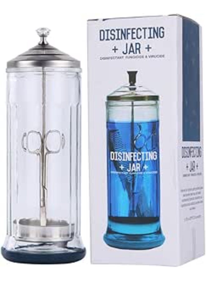 جرة تعقيم زجاجية بقاعدة مطاطية – مطهّر، مضاد للفطريات والفيروسات الارتفاع 11.5 بوصة × العرض 4.25 بوصة السعة: 37 أونصة سائلة - Image 1