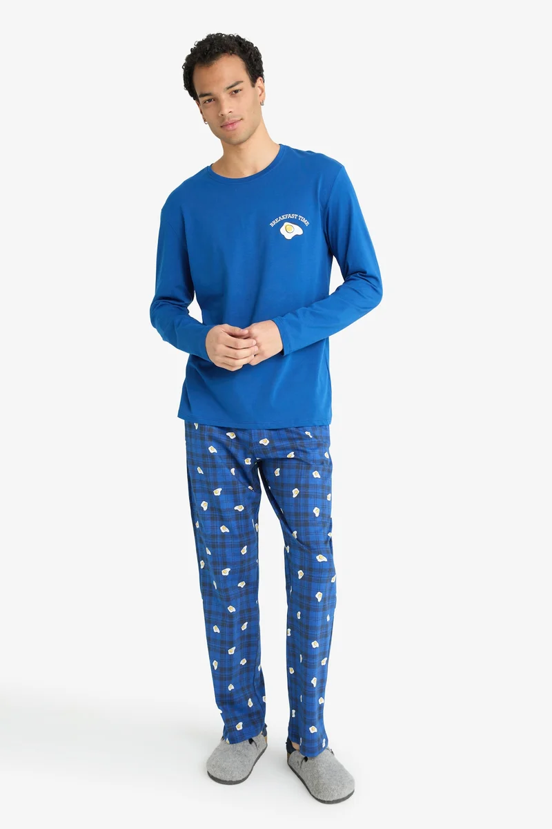 Defacto  Regular Fit Printed Top Bottoms 2 Piece Pyjamas Set for Men | Best Price UAE