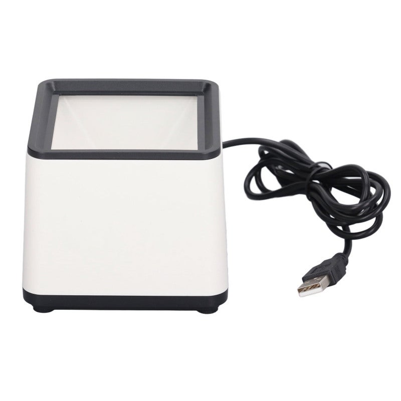 Hands Free Barcode Scanner: Desktop 2D No Software Required - Voice Announcement Quick Response Barcode Reader for Supermarkets Retail Business Checkout - Image 1
