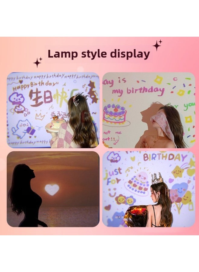 Generic Little Red Book TikTok Same Style Ins Happy Birthday Projection Lamp Confession Photo Book Projector Photo Props Atmosphere-Color:[White Cat Claw] 5 Landscape Theme Cards +3 No.7 Batteries  - Image 5