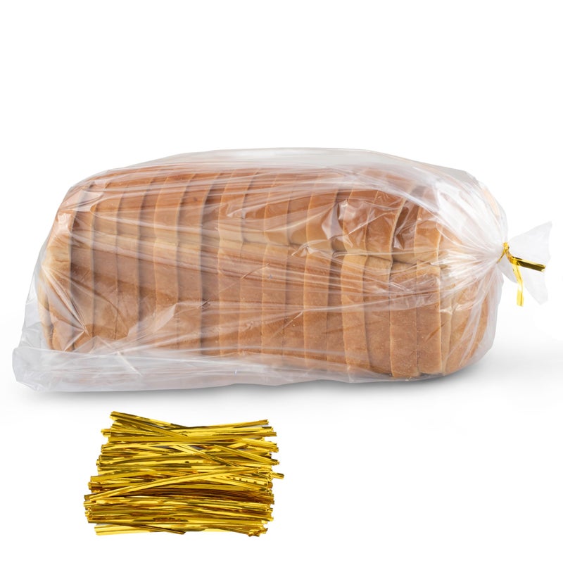 Mantah Bread Bags with Ties, Reusable,100 Clear Bags and 100 Ties, Bread Bags For Homemade Bread And Bakery Loaf Adjustable Reusable(100) - Image 1