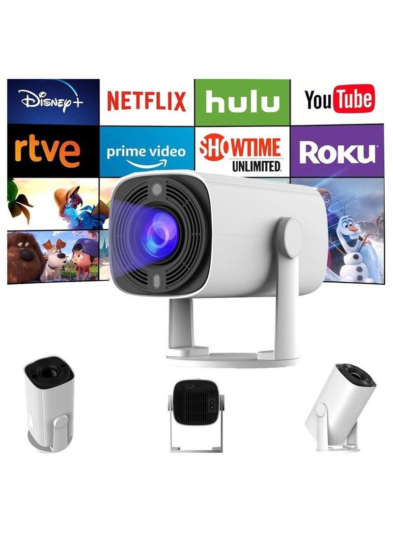 Generic - Auto Focus Smart Projector with Android OS WiFi and Bluetooth, Portable Projector Auto Keystone 180° Adjustable Stand, Movie Video Projector 1080P Support for HDMI/USB/Laptop - Image 1
