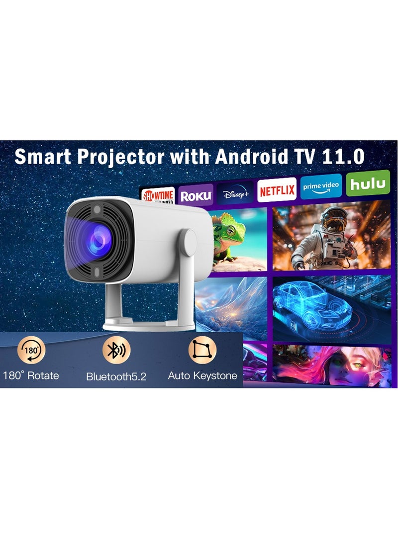 Generic - Auto Focus Smart Projector with Android OS WiFi and Bluetooth, Portable Projector Auto Keystone 180° Adjustable Stand, Movie Video Projector 1080P Support for HDMI/USB/Laptop - Image 1