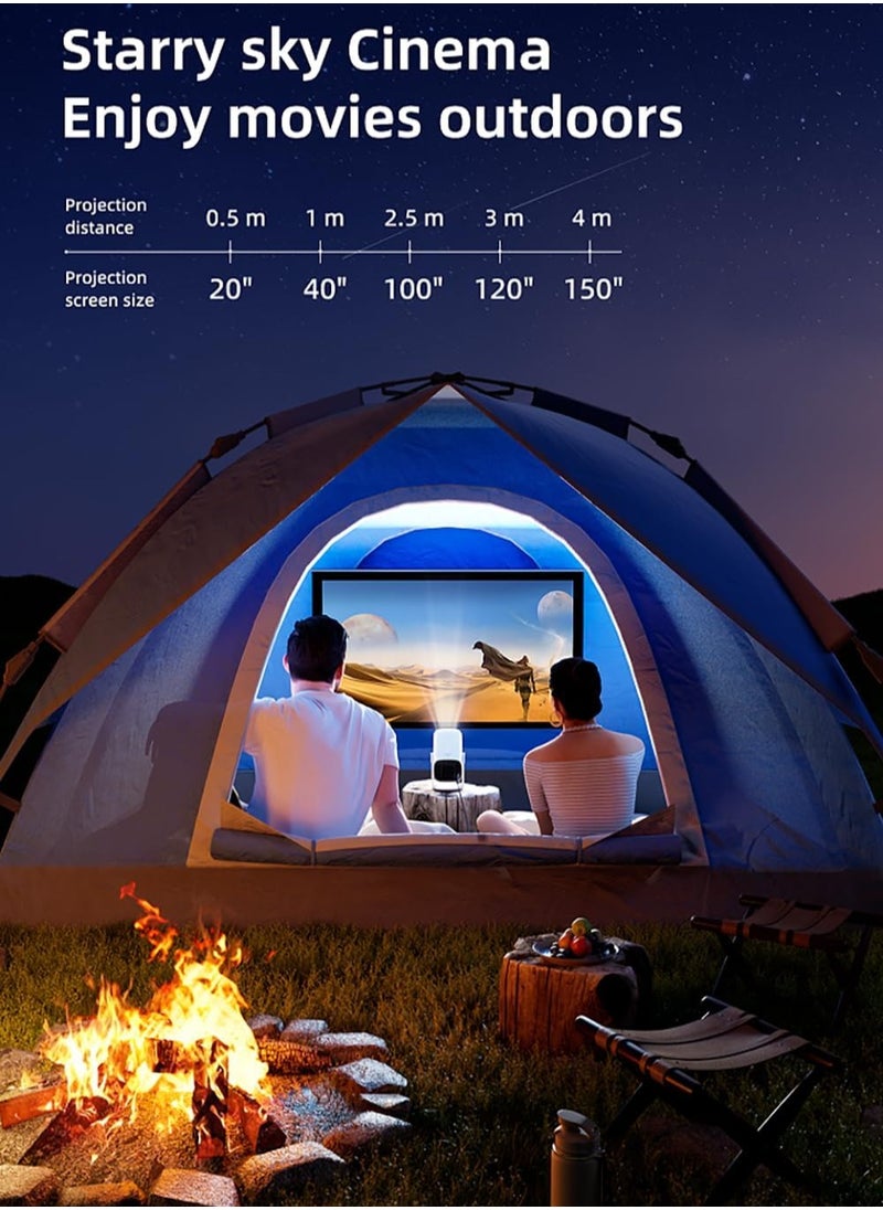 Generic - Auto Focus Smart Projector with Android OS WiFi and Bluetooth, Portable Projector Auto Keystone 180° Adjustable Stand, Movie Video Projector 1080P Support for HDMI/USB/Laptop - Image 1