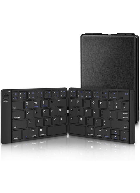 Chillspace Foldable Bluetooth Keyboard - Portable Wireless Keyboard Rechargeable Full Size Ultra Slim Keyboard Compatible IOS Android Windows Smartphone Tablet and Laptop-Black