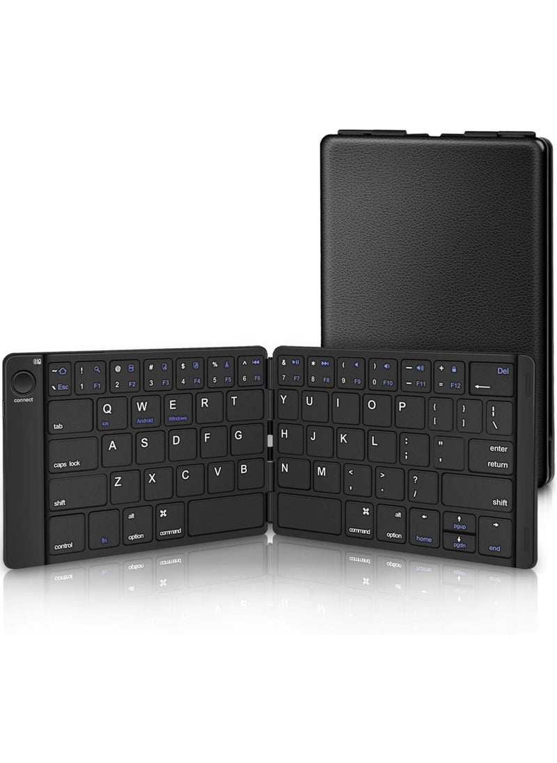 Chillspace Chillspace Foldable Bluetooth Keyboard - Portable Wireless Keyboard Rechargeable Full Size Ultra Slim Keyboard Compatible IOS Android Windows Smartphone Tablet and Laptop-Black  - Image 1
