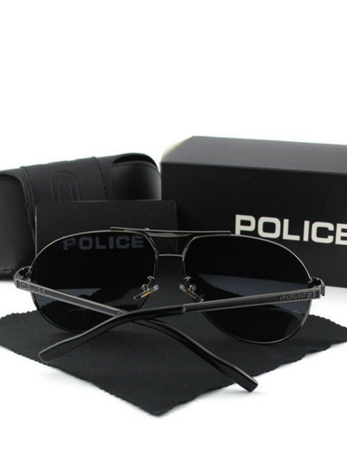 POLICE New High Quality Men's Polarized Sunglasses,Cycling Sunglasses, Protects You from UV Rays Metal High-end Sunglasses Black Frame Black Gold - Image 1