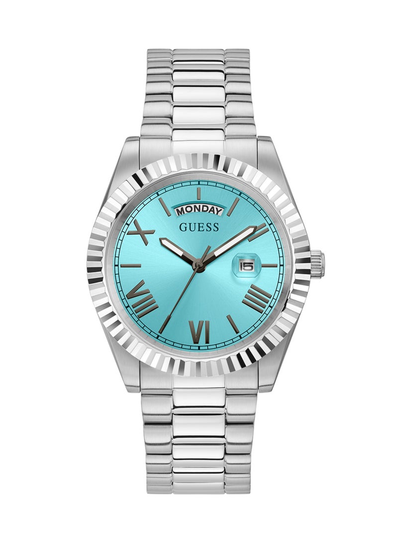GUESS ساعة GUESS للرجال بلون فضي مع تاريخ/يوم - GW0265G11 - Image 1