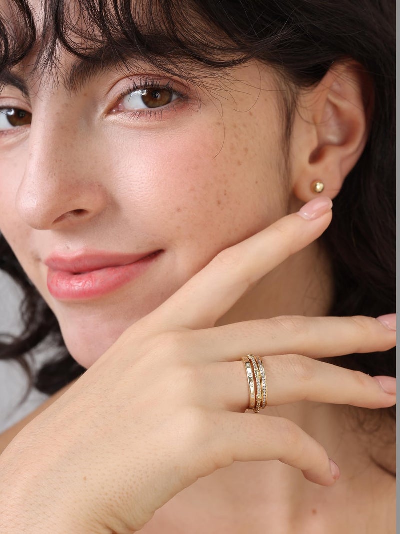 Pearich 14K Gold Filled Rings for Women, Gold Stackable Ring, Gold Statement Bands Rings for Women Comfort Fit Comfort Fit Size 7 - Image 4
