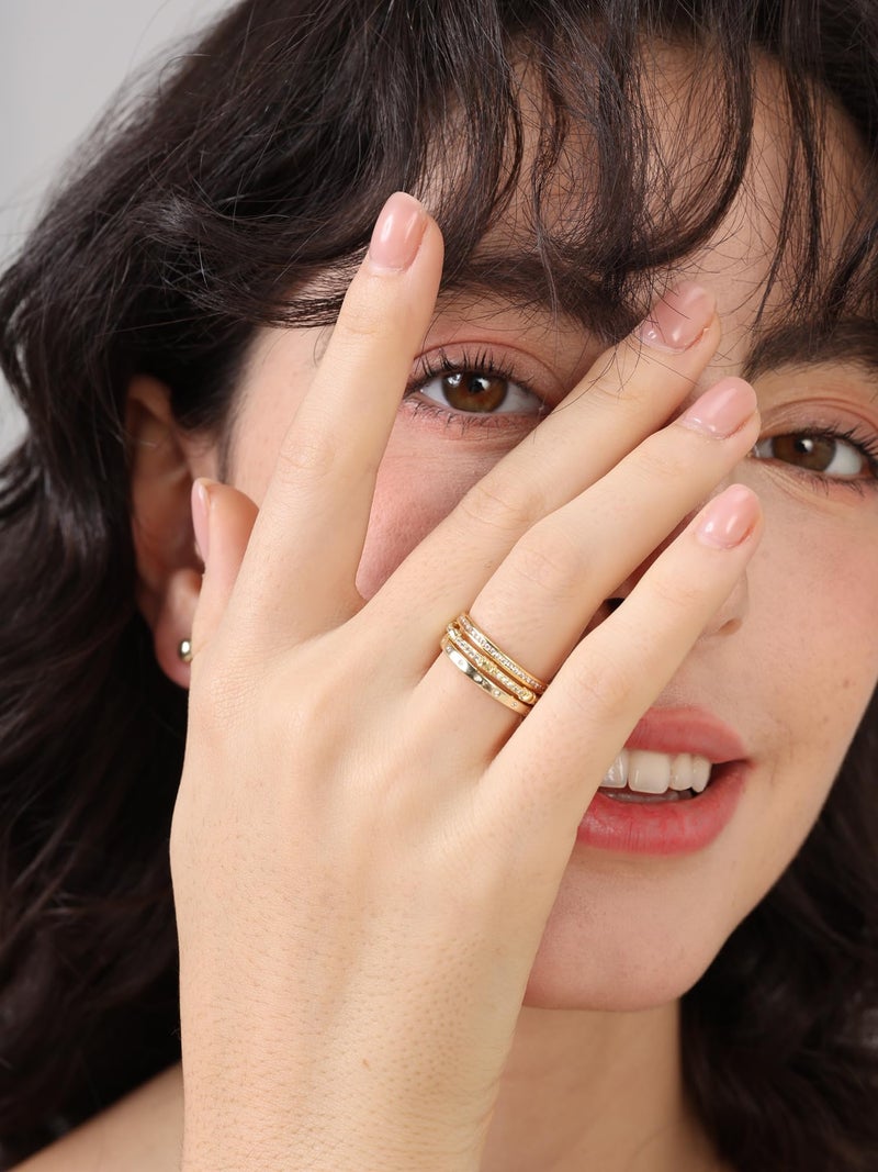 Pearich 14K Gold Filled Rings for Women, Gold Stackable Ring, Gold Statement Bands Rings for Women Comfort Fit Comfort Fit Size 7 - Image 3
