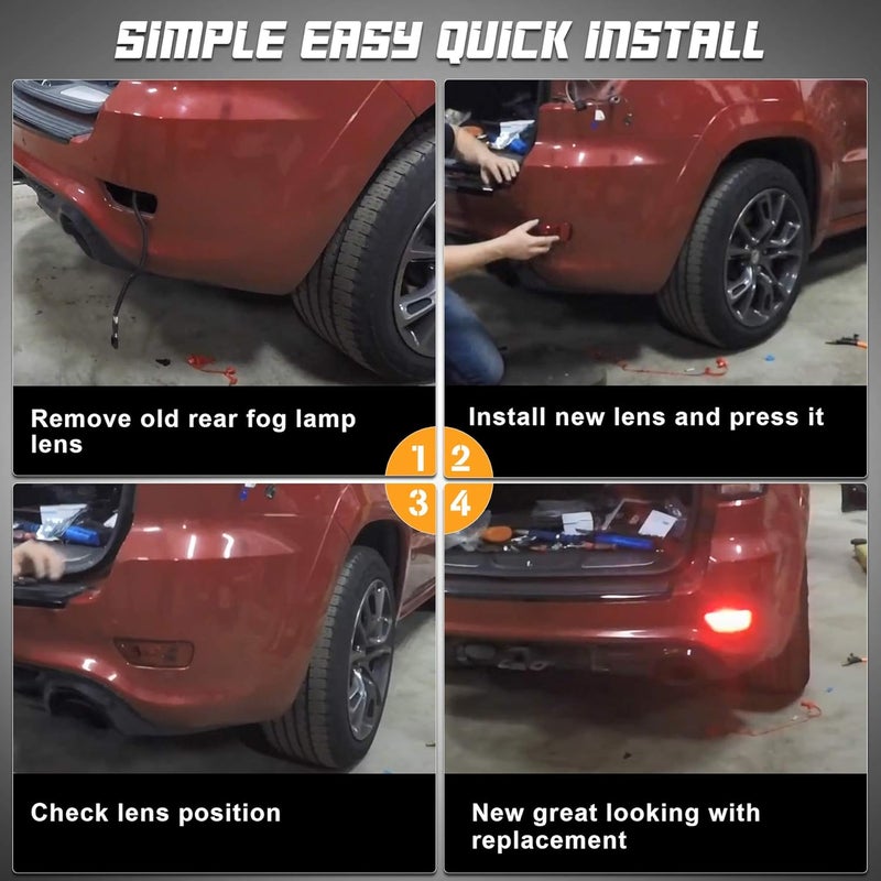 HERCOO عدسات عاكسة للمصد الخلفي من ، غطاء مصباح الضباب الأيمن الخلفي، متوافقة مع جيب كومباس وجراند شيروكي من 2011 إلى 2017، ودودج جورني من 2012 إلى 2018، عبوة من قطعتين. - Image 4