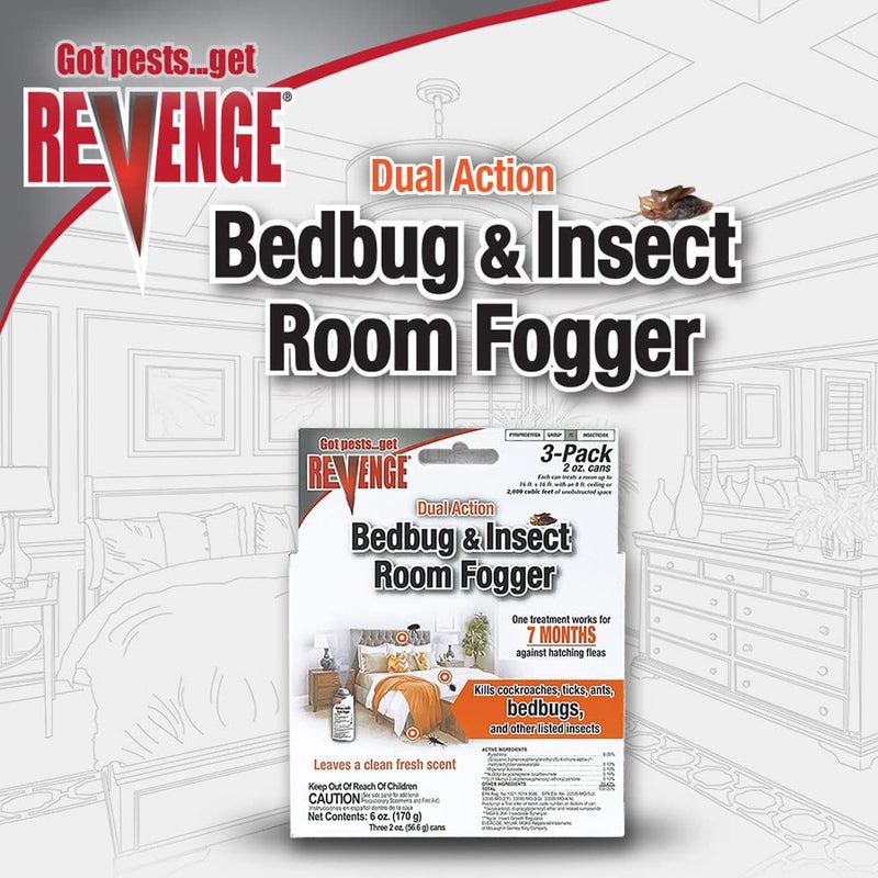 Bonide Revenge Dual Action Bedbug & Insect Room Fogger, Pack of 3 Long Lasting Protection Against Fleas, Ticks, Cockroaches, Ants - Image 5