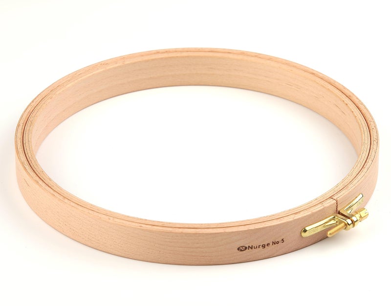 Nurge Premium Quality 24 mm Wood Embroidery Hoop, Cross Stitch Hoop with Gold Plated Adjustable Brass Screw (No:5) - Image 1