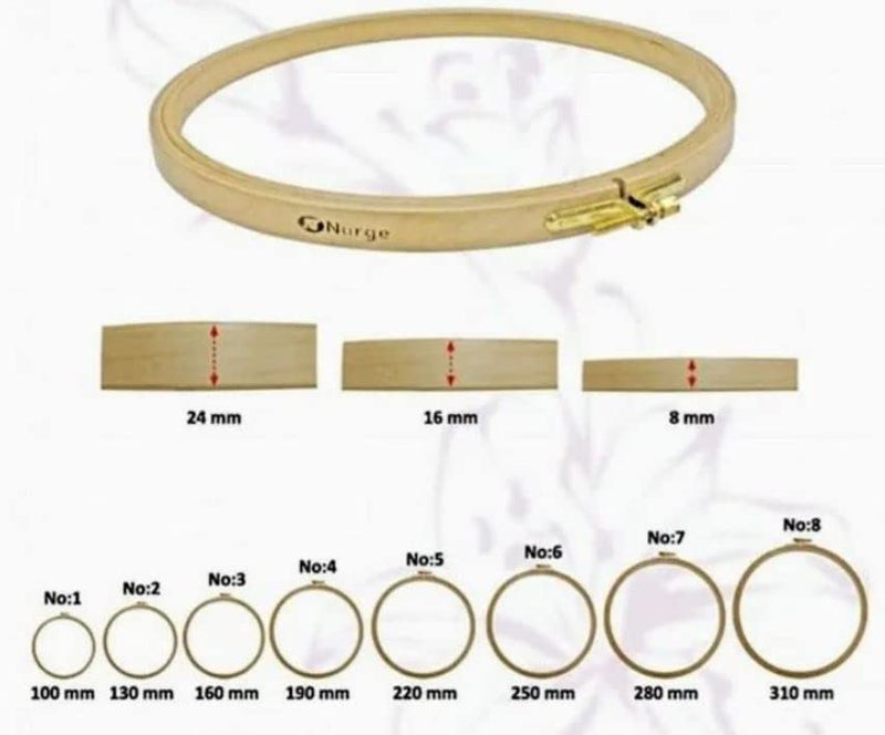 Nurge Premium Quality 24 mm Wood Embroidery Hoop, Cross Stitch Hoop with Gold Plated Adjustable Brass Screw (No:5) - Image 2
