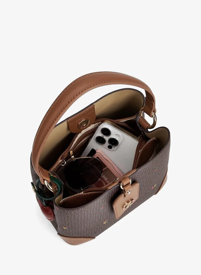 Celeste BROWN Monogram Cherry Print Tote Bag with Handle for Women | Best Price UAE