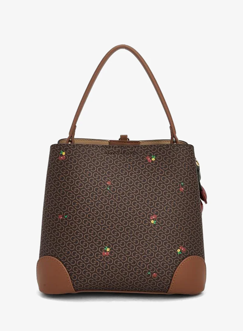 Celeste BROWN Monogram Cherry Print Tote Bag with Handle for Women | Best Price UAE