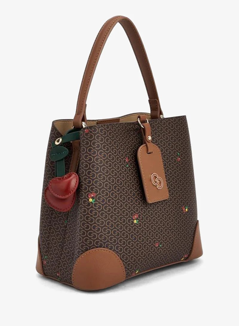 Celeste BROWN Monogram Cherry Print Tote Bag with Handle for Women | Best Price UAE