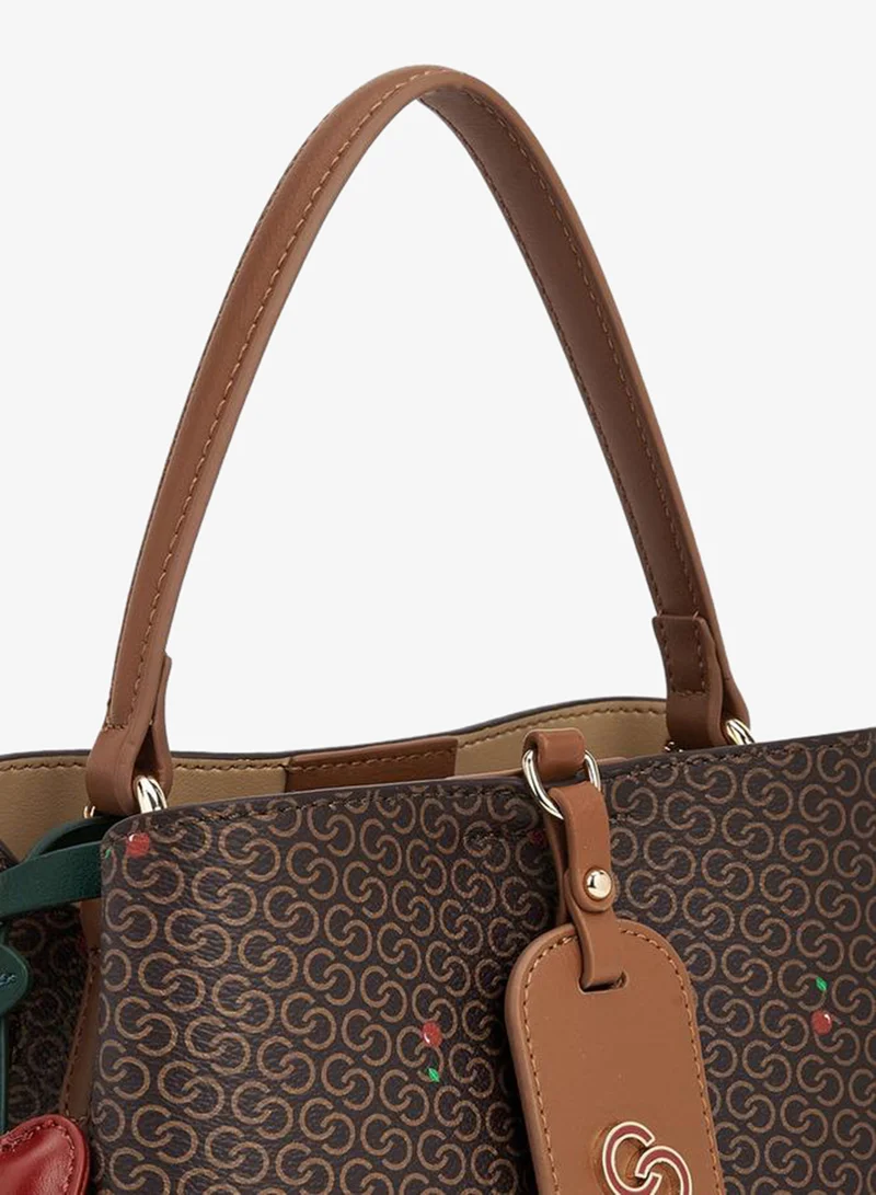 Celeste BROWN Monogram Cherry Print Tote Bag with Handle for Women | Best Price UAE