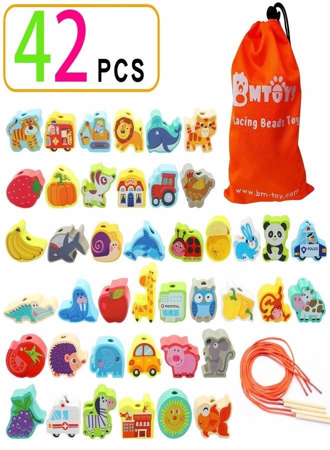 BMTOYS Wooden Lacing Beads Montessori Educationa Threading Learning Toys for 3+ Year Olds Preschool Activities Stringing Toys for Boys Girls - Image 2