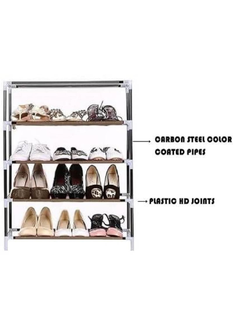 Demark DEMARK® Premium Heavy Shoe Rack Stand for Home Multipurpose Storage Organizer Lightweight with Iron Pipes Dust Proof Cover 4-Layer Shelves (Black) - Image 5