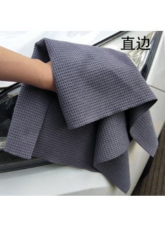 Thick Waffle Weave Microfiber Towel Gray straight edge