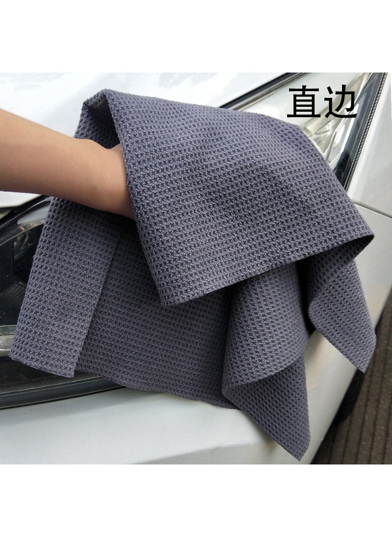 Generic - Thick Waffle Weave Microfiber Towel Gray straight edge - Image 1