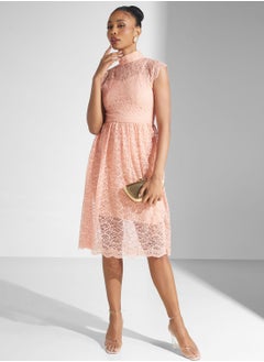 Broidered High Neck Dress