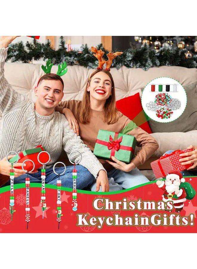 556 قطعة مجموعة سلاسل مفاتيح خرز عيد الميلاد مع خرز الأبجدية لصنع المجوهرات DIY - Image 3
