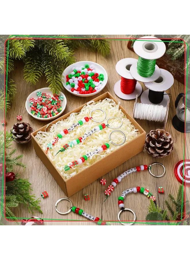 556 قطعة مجموعة سلاسل مفاتيح خرز عيد الميلاد مع خرز الأبجدية لصنع المجوهرات DIY - Image 4