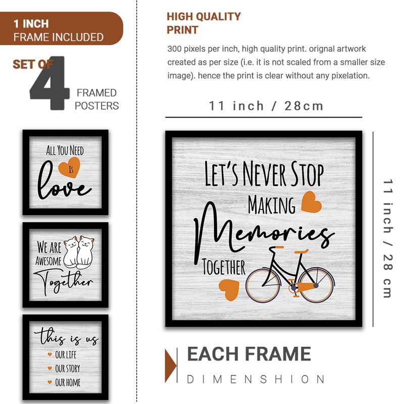 Kotart Family Quotes Frames for Wall Decor Quotes Photo Frames for Wall Decoration Wall Poster with Frame for Room Wall Frames for Home and living room 11 inch x 11 inch Multi Set of 4 Engineered Wood - Image 2