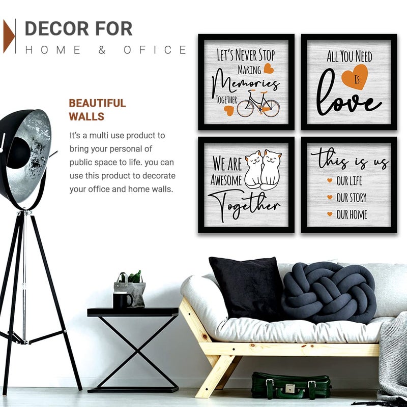 Kotart Family Quotes Frames for Wall Decor Quotes Photo Frames for Wall Decoration Wall Poster with Frame for Room Wall Frames for Home and living room 11 inch x 11 inch Multi Set of 4 Engineered Wood - Image 3
