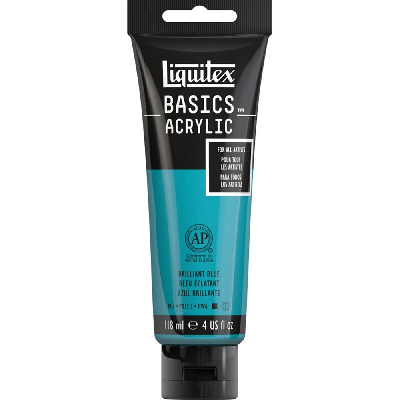 Liquitex BASICS Acrylic Paint, 118ml (4-oz) Tube, Brilliant Blue - Image 1