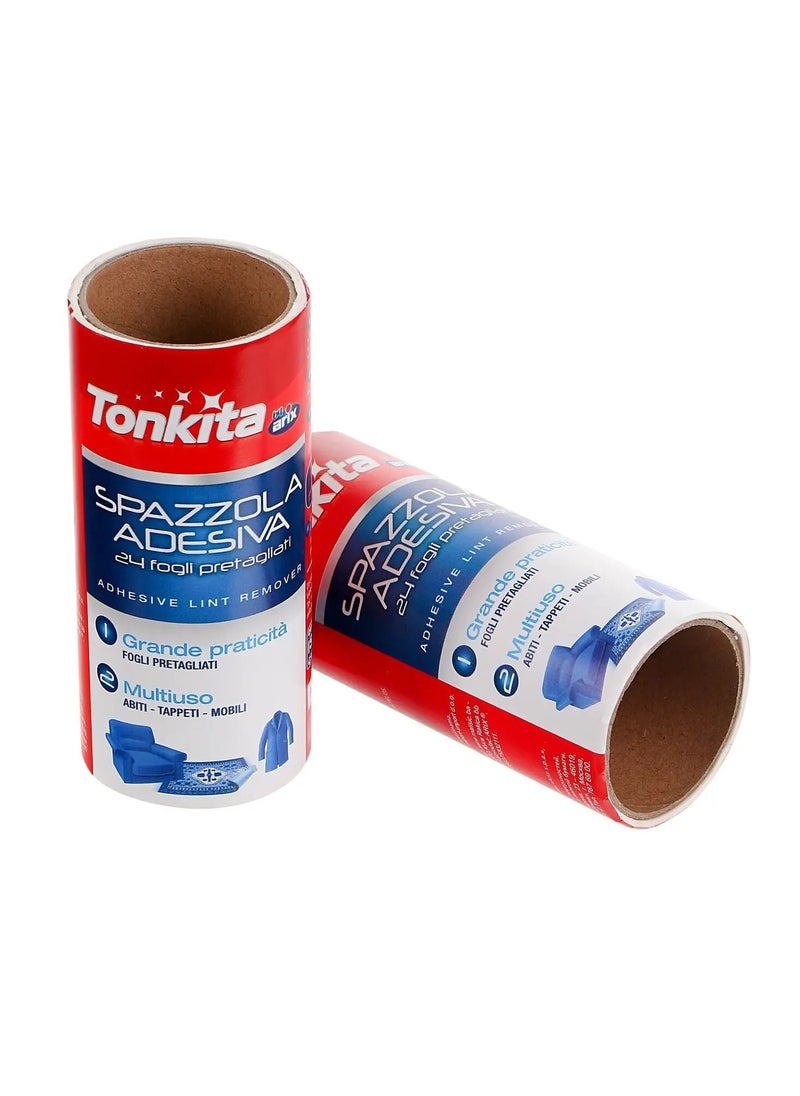 Tonkita Tonkita Adhesive Roller Refill 2-Pack  - Easy Lint Removal with 24 Pre-Cut Sheets Per Roll  - Image 2