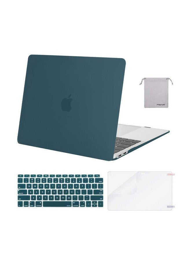 موسيسو حافظة موسيسو متوافقة مع ماك بوك اير 13 بوصة 2022، إصدار 2021-2018 A2337 M1 A2179 A1932، غلاف بلاستيكي صلب وغطاء لوحة مفاتيح وغطاء شاشة وحقيبة تخزين لجهاز ماك بوك اير 13.3 بوصة، أزرق مخضر غامق - Image 1