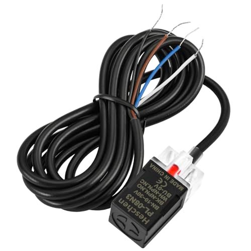 Heschen Square Inductive Proximity Sensor Switch Non-Shield Type PL-08N3 Detector Distance 8mm 10-30VDC 200mA NPN NO+NC 4 Wire - Image 1