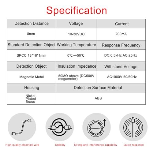 Heschen Square Inductive Proximity Sensor Switch Non-Shield Type PL-08N3 Detector Distance 8mm 10-30VDC 200mA NPN NO+NC 4 Wire - Image 4