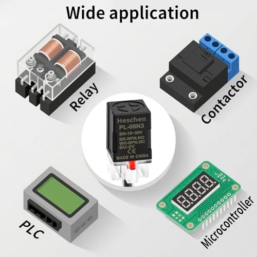 Heschen Square Inductive Proximity Sensor Switch Non-Shield Type PL-08N3 Detector Distance 8mm 10-30VDC 200mA NPN NO+NC 4 Wire - Image 5