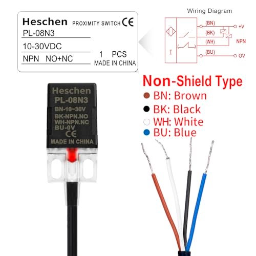 Heschen Square Inductive Proximity Sensor Switch Non-Shield Type PL-08N3 Detector Distance 8mm 10-30VDC 200mA NPN NO+NC 4 Wire - Image 3