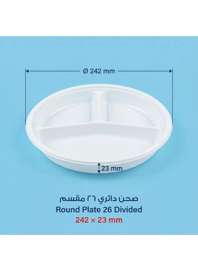 Ritco Carton Of Round Plastic Plates Divided, Size 26 (500 Plates/Carton) - Image 4