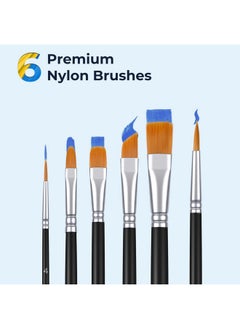 Ohuhu Ohuhu Acrylic Paint Set 12 Vibrant Colors 36Ml 6 Brushes And 3 Paint Canvases For Beginners With Tutorial For Painting Art Supplies For Ceramic Wood Fabric Model Rock Metal - Multicolor  - Image 4