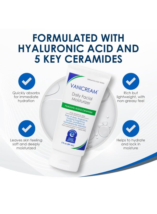 Vanicream مرطب الوجه اليومي من فانيكريم مع السيراميد وحمض الهيالورونيك - مركب بدون مهيجات شائعة لأصحاب البشرة الحساسة، 3 أونصة سائلة (عبوة من قطعة واحدة) - Image 5