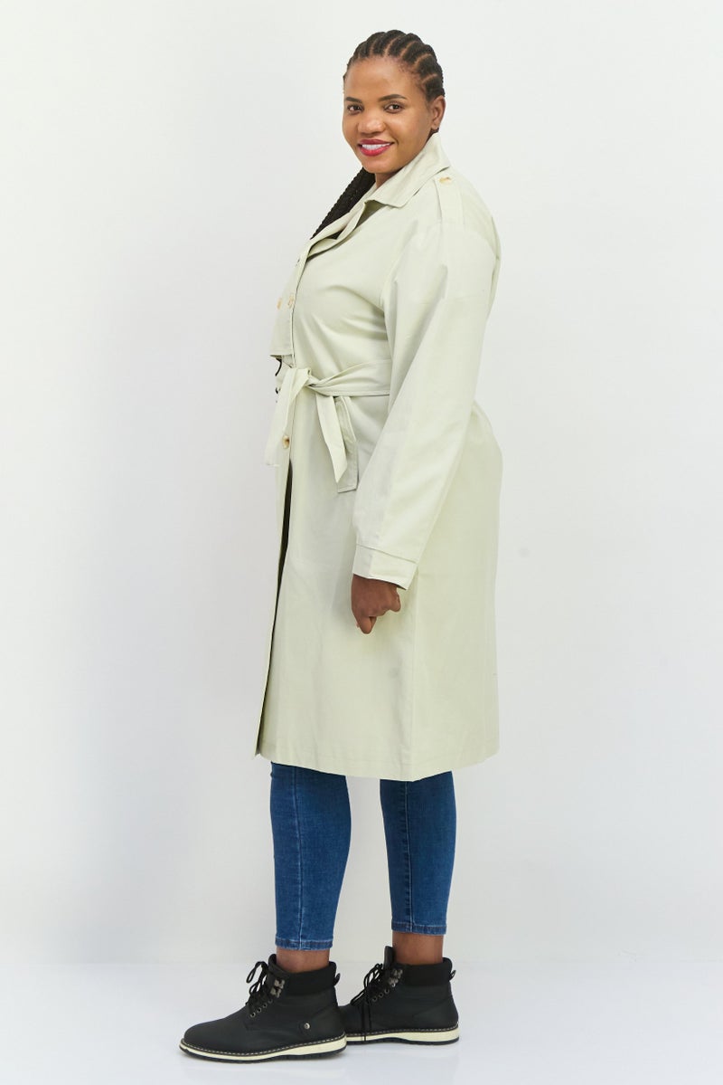 Unique21 Women Solid Flap Pocket Trench Coat, Beige - Image 4