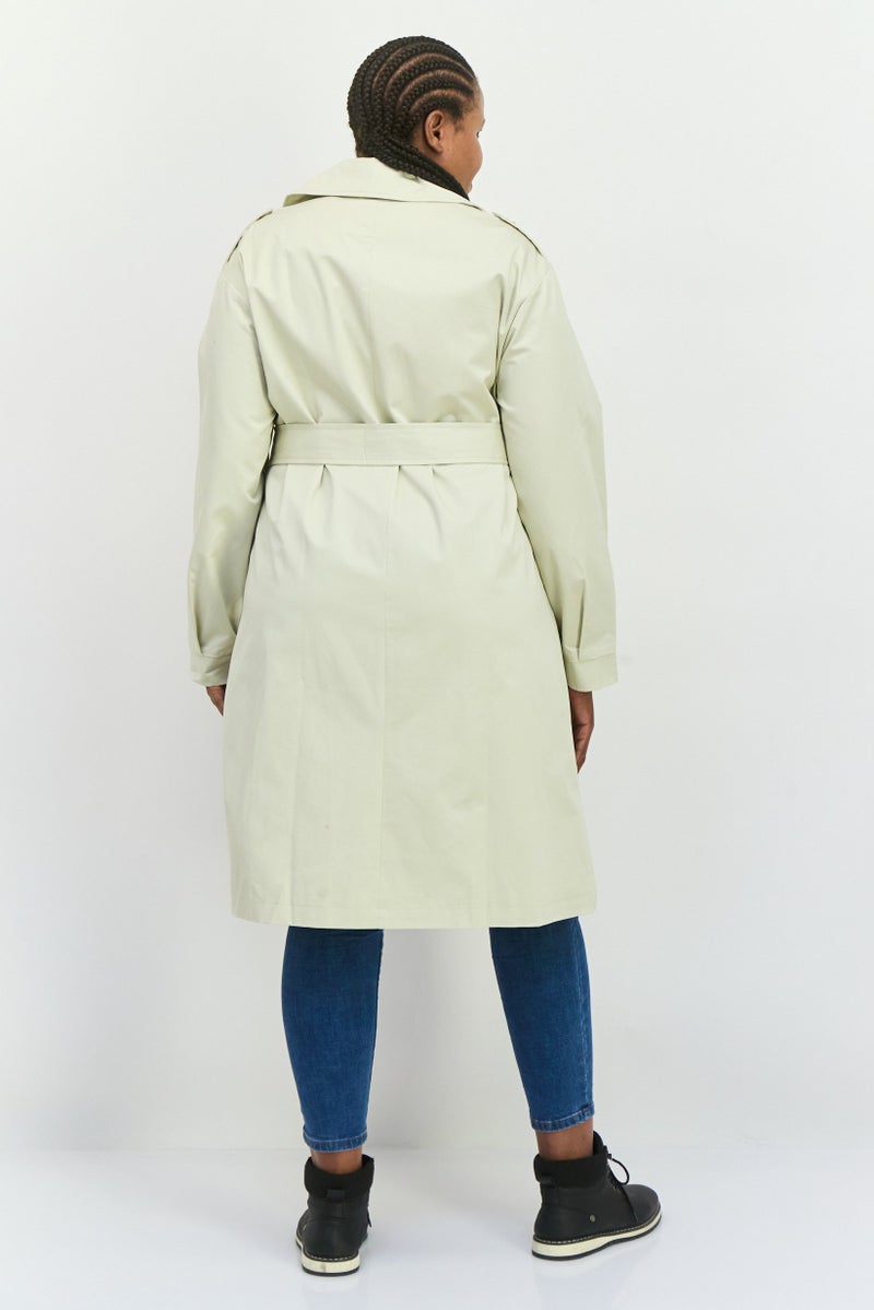 Unique21 Women Solid Flap Pocket Trench Coat, Beige - Image 2