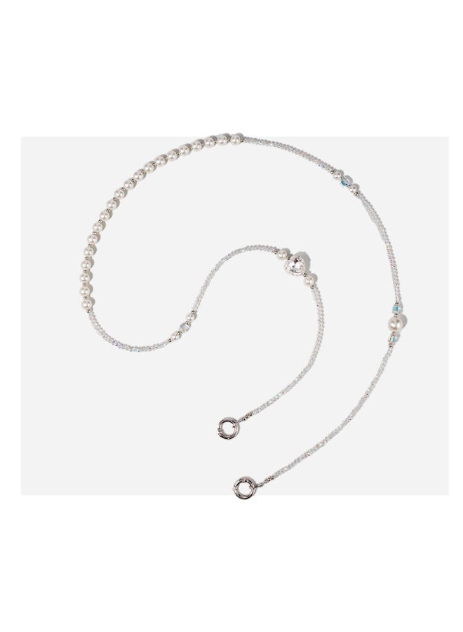 NIBEMINENT Phone Charm/ Chain Strap for Women Girls, Pearl Heart Cell Phone Case Lanyard Wrist Strap