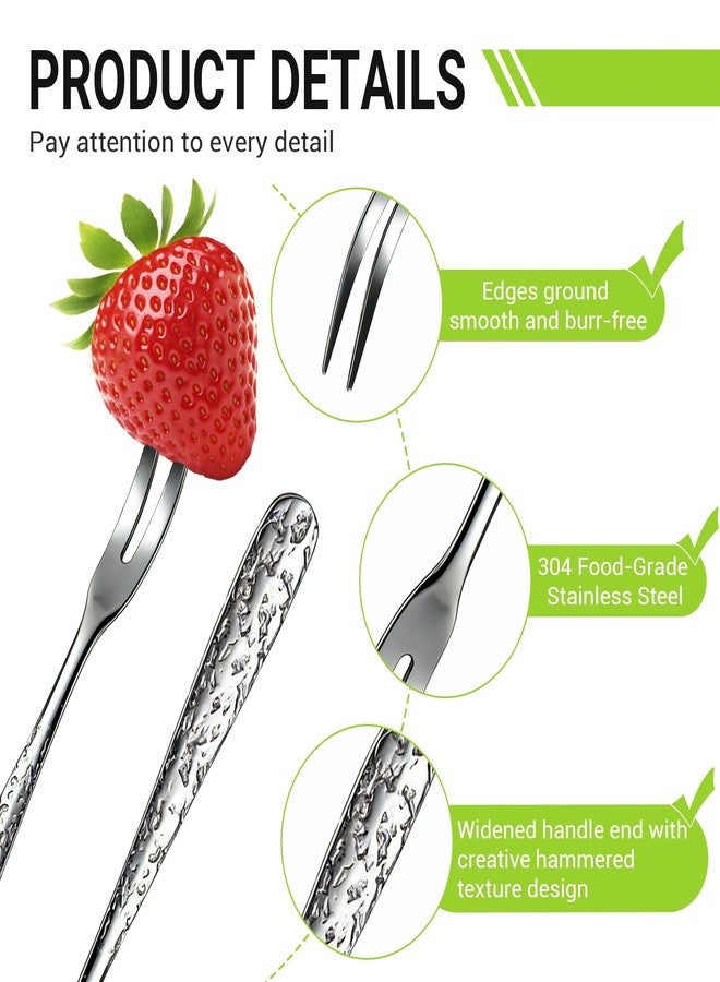 Ikerall 8 Pack Crab Stainless Steel Forks, Escargot Forks 2 Prong Tasting Appetizer Forks Portable Cocktail Salad Fruit Forks for Party Travel (5in 8set Glacier-patterned silver) - Image 5