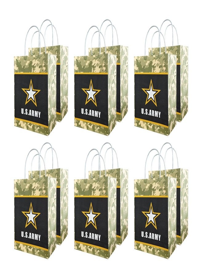 DodelyGz 12 Pcs Camo Gift Bags, US Army Theme Party Favor Supplies, Military Birthday Party Retirement Gift Bags - Image 1