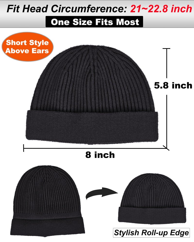 vidsel Thin Wool Fisherman Beanie for Men Women, Short Knit Cuff Trawler Watch Hats - Image 5