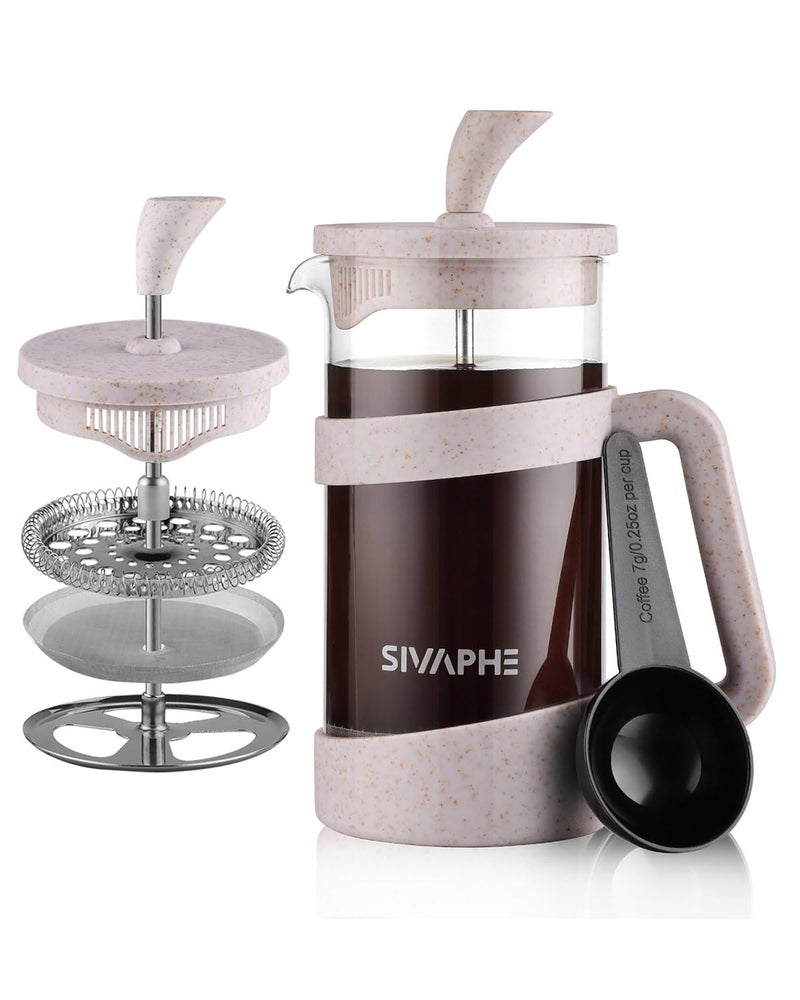 Sivaphe French Press Coffee Maker Cafetiere Coffee Plunger 350ml 12oz 12 Cup Small Tea Press Borosilicate Glass