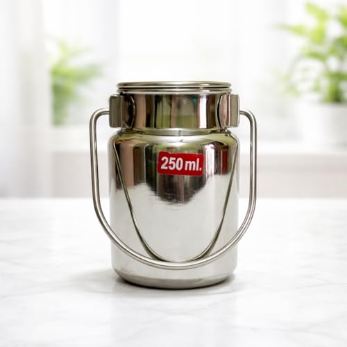GS KITCHENWARE GS Stainless Steel Akhand, Milk & Ghee Container for Kitchen/Air Tight Akhand Pot Container Storage/Heavy Gauge Steel Barni, Milk Pot & Ghee Container, 750 ML. - Image 5