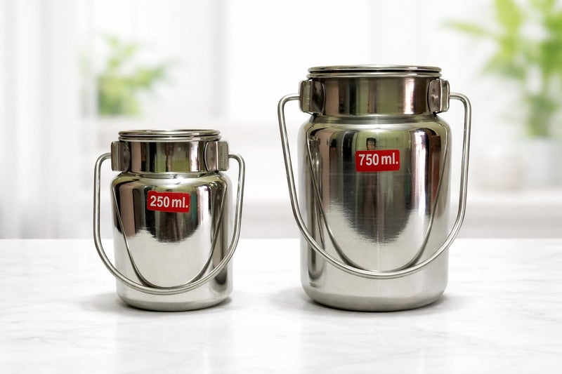 GS KITCHENWARE GS Stainless Steel Akhand, Milk & Ghee Container for Kitchen/Air Tight Akhand Pot Container Storage/Heavy Gauge Steel Barni, Milk Pot & Ghee Container, 750 ML. - Image 3